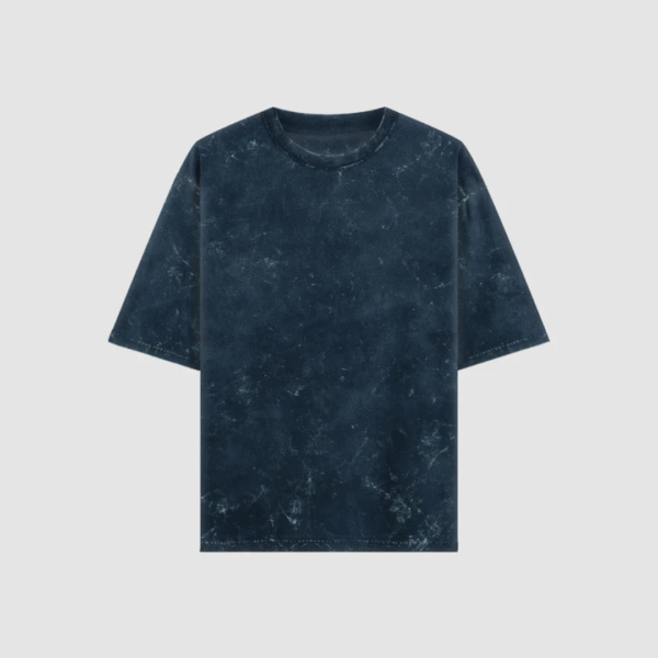 Navy Blue Acid Washed Oversized Tee - Image 2