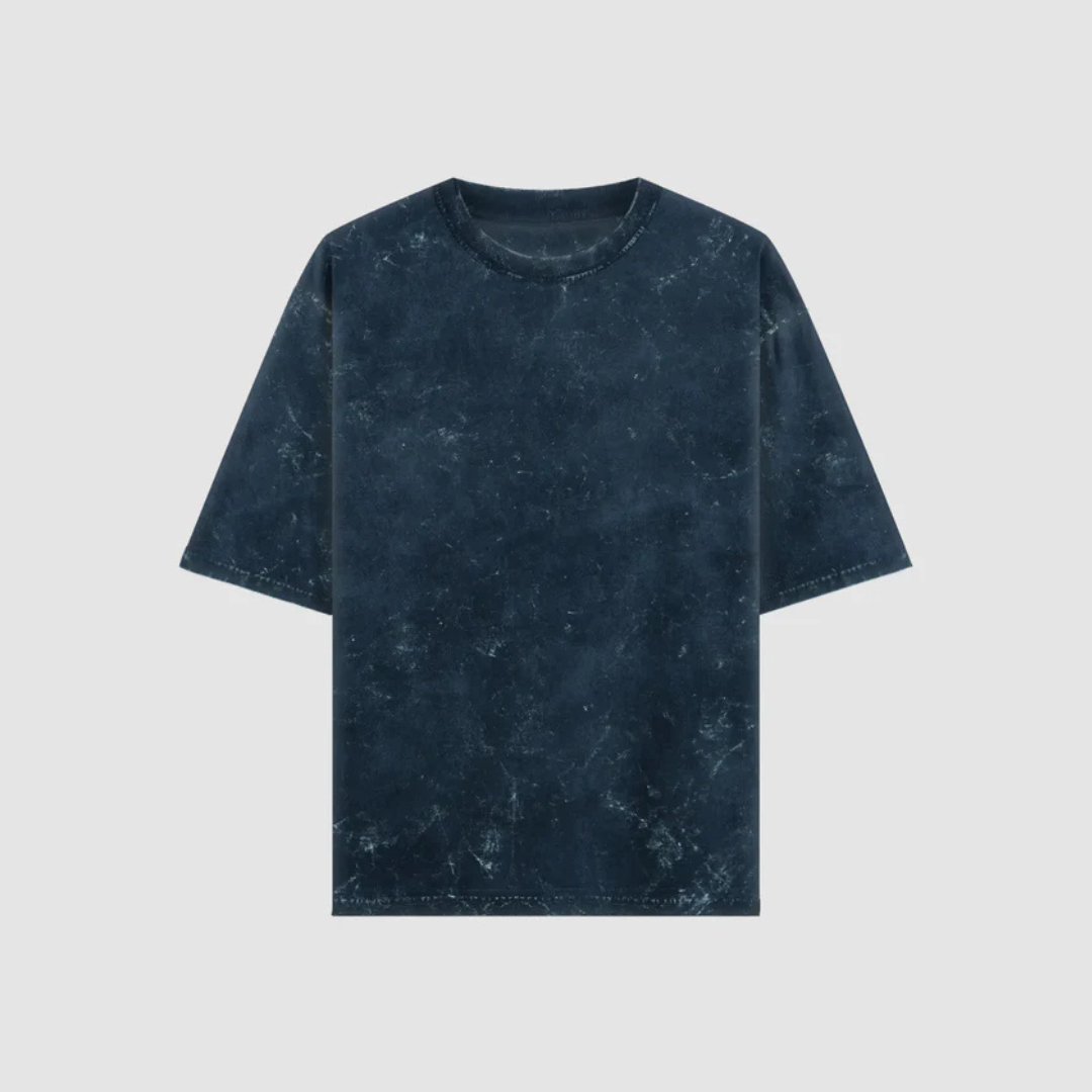 Navy Blue Acid Washed Oversized Tee - Image 2