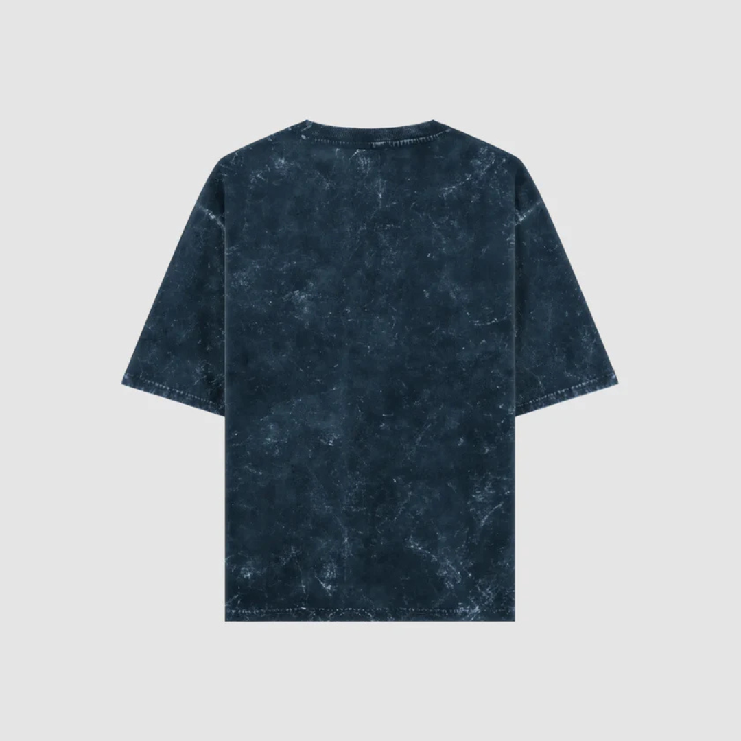 Navy Blue Acid Washed Oversized Tee - Image 3